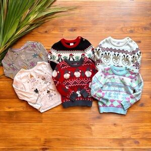 Girls’ 3T Winter & Holiday Sweater + Long Sleeve Shirt Bundle – 6 Pieces